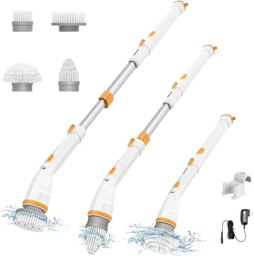 Limpiador eléctrico giratorio KIKOLIN de alta velocidad de 380 RPM, cepillo de limpieza inalámbrico de 2 velocidades para baño, bañera, ducha, suelo