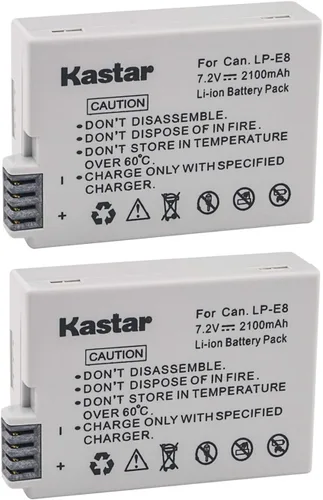 Kastar Paquete de 2 baterías de repuesto para cámaras digitales Canon LP-E8 LPE8 y Canon Rebel T5i T4i T3i T2i 550D 600D 650D 700D Kiss X4 X5 X6