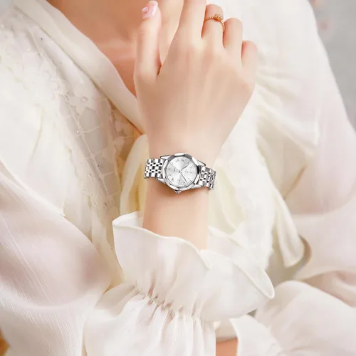 Miniatura 6 de OLEVS Reloj de pulsera para mujer, pequeño reloj de pulsera de acero inoxidable para mujer, reloj analógico de cuarzo para mujer