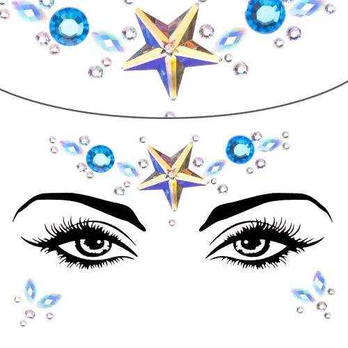Miniatura 2 de SIQUK 12 juegos de joyas de cara de sirena, diamantes de imitación, tatuajes temporales, lágrimas de cristal, piedras preciosas para carrera