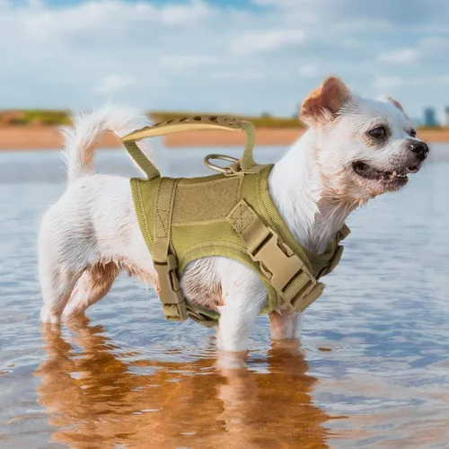 Miniatura 2 de Chaleco táctico de nailon ajustable para perro, cómodo chaleco acolchado de malla con hebilla de liberación rápida y mango de goma para perros