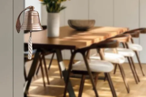 Miniatura 5 de Campana de Latón Antiguo Sólido de 4" de Calidad Marina Montada en la Pared, Campana Colgante de Barco Perfecta para Cena, Interior, Exterior