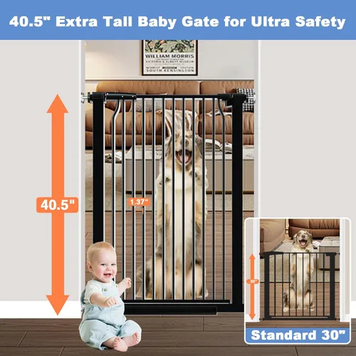 Miniatura 2 de Puerta extra alta para bebés de 40.5 pulgadas, sin taladros, puerta extra ancha de 54.7 a 60.2 pulgadas para perros y mascotas, para interiores