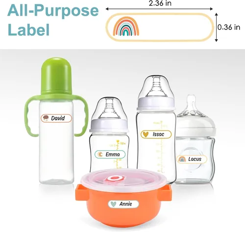 Miniatura 2 de Etiquetas adhesivas para biberones para guardería, etiquetas de nombre impermeables, autolaminadas, etiquetas personalizadas para niños, etiquetas
