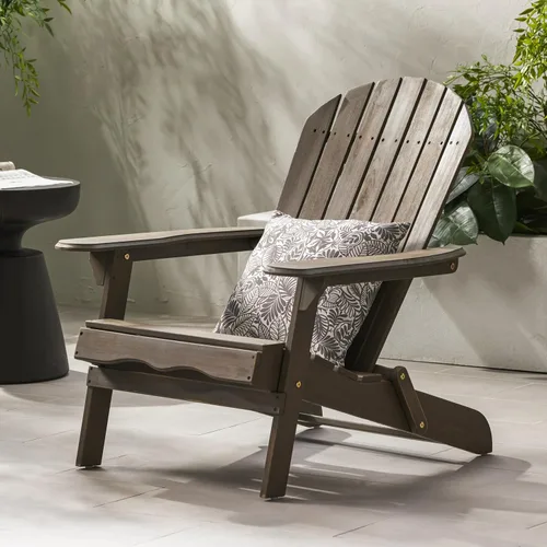 Miniatura 3 de Malibu Folding Adirondack Chair: Acacia Wood Rustic Patio Seating with Slatted Design - Foldable Outdoor Furniture for Garden & Backyard Relaxation