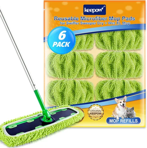 Miniatura 16 de KEEPOW Almohadillas XL reutilizables para trapeador compatibles con Swiffer XL Sweeper, paños de trapear secos extra grandes, paños de trapear