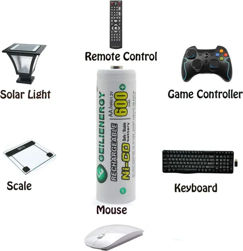 Miniatura 7 de Baterías de luz solar NiCd AA 600mAh 1.2V baterías recargables para lámpara solar luz jardín (paquete de 8)