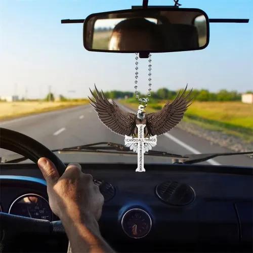 Adorno colgante de cruz de águila, colgante de espejo retrovisor, colgante de espejos interiores religiosos cristianos automotrices, accesorios para