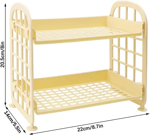 Miniatura 5 de organizador de escritorio para cosméticos y papelería, estante multifuncional de 2 niveles, organizador de maquillaje para cuidado de la piel