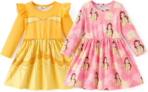 Miniatura 9 de Disney Frozen Elsa - Vestido de princesa Minnie Mouse Stitch para niña, paquete de 2 unidades, manga larga con volantes, conjunto de disfraz de 2 a