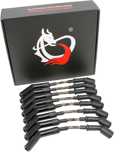 DRAGON FIRE BLACK CERAMIC - Juego de cables trenzados de tela vintage compatible con Chevy Cadillac Pontiac LS 5.3 5.7 6.0 6.2 7.0 V8 reemplaza