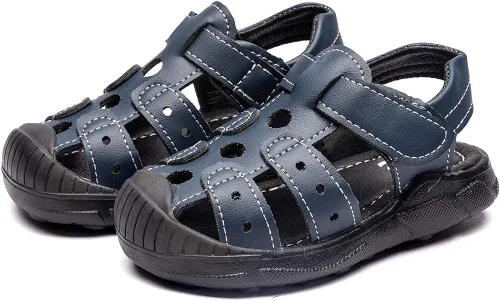 Miniatura 2 de HOBIBEAR Sandalias para niños y niñas, zapatos planos con punta cerrada, zapatos de agua para niños, zapatos de playa de verano (bebéniño pequeño)