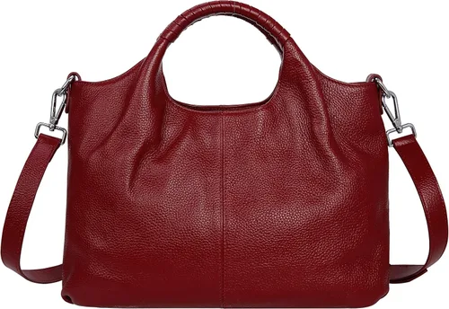 Miniatura 9 de Iswee Bolso bandolera de cuero genuino con asa superior para mujer