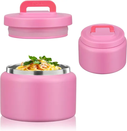 Miniatura 14 de JXXM Tarro térmico de 8 onzas para alimentos fríos y calientes para niños, recipientes aislados para el almuerzo, tarro de comida caliente, a prueba