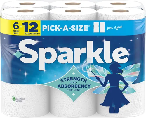 Miniatura 15 de Toallas de papel Sparkle, tamaño a elección, 24 rollos dobles (total de 2,640 hojas) - Toallas resistentes de 2 capas para limpieza de cocina