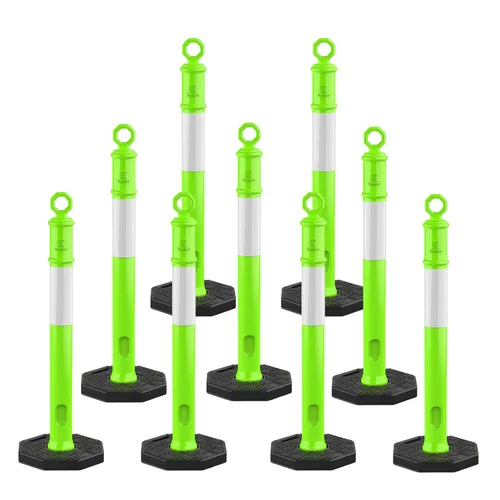 Miniatura 9 de RoadHero Juego de 6 postes delineadores de 45 pulgadas con base, postes delineadores de tráfico naranja con conos y cuellos reflectantes
