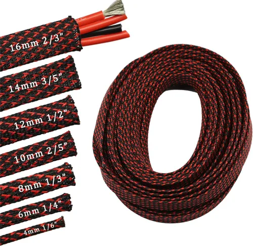 Miniatura 7 de Funda de cable de alambre expandible PET de 30 pies (1/2 pulgada, negro)