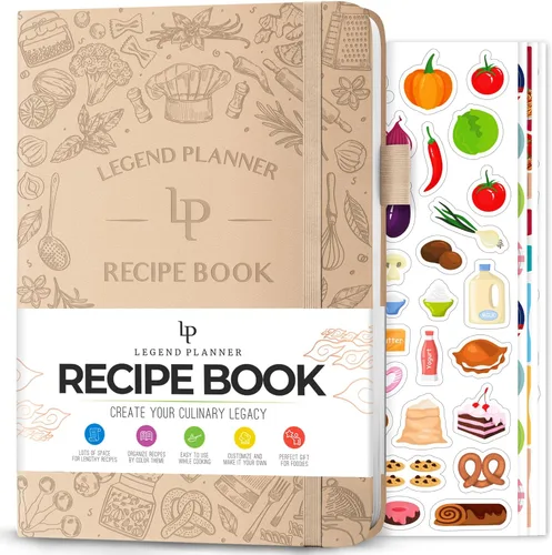 Miniatura 11 de Legend - Libro de recetas familiar en blanco para escribir tus propias recetas, diario de cocina vacío, cuaderno de cocina personalizado, tapa dura