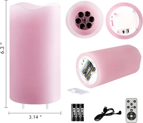 Miniatura 4 de XingsLight Velas sin llama para decoración del día de San Valentín con románticas luces de proyector de corazón rosa, funciona con pilas, vela LED