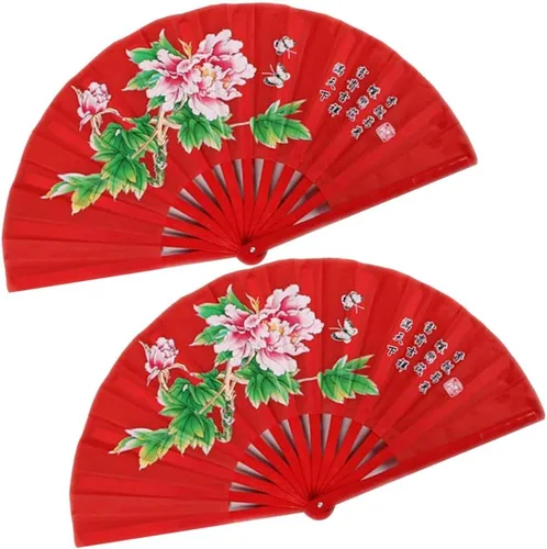Miniatura 4 de ZooBoo Abanicos de mano derecha de bambú chino Taichi Kungfu ventilador de artes marciales deportes plegable ventilador de mano 13 pulgadas