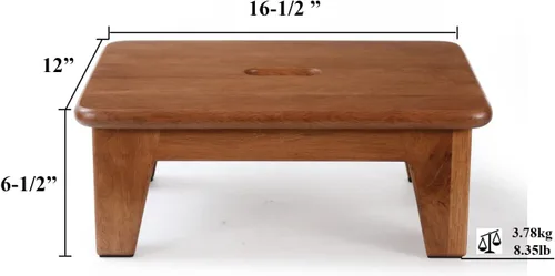 Miniatura 3 de CONSDAN Taburete escalón para cama - Roble cultivado en EE.UU., taburete de madera para adultos y personas mayores, 6.5" de alto, alfombrilla