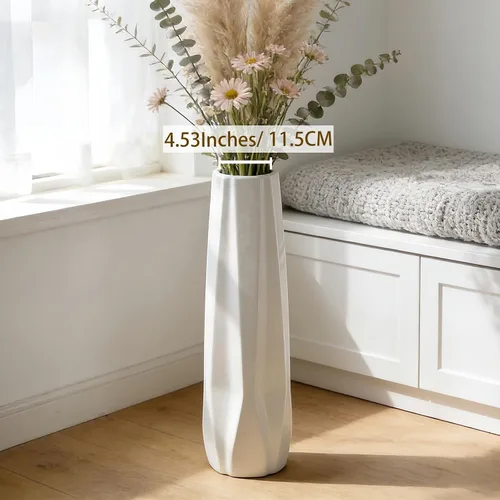Miniatura 7 de Florero grande de cerámica, jarrón de flores blanco de 24 pulgadas de alto, jarrones decorativos para sala de estar, decoración moderna del hogar