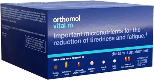 Miniatura 3 de Orthomol Paquetes de tabletas Vital M, multivitamínico para hombres, suministro de 30 días, vitaminas A, B, C, D, E, K, yodo, omega-3..