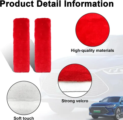Miniatura 3 de Ziciner Paquete de 2 fundas para cinturón de seguridad de automóvil con almohadillas para hombros, cubiertas universales suaves de piel de oveja Rojo
