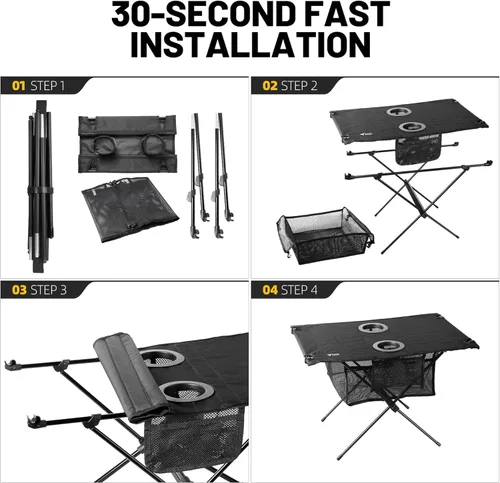 Miniatura 7 de Zune Lotoo Mesas de playa pequeñas para arena plegable, mesa de camping portátil plegable con portavasos y almacenamiento de malla para campamento