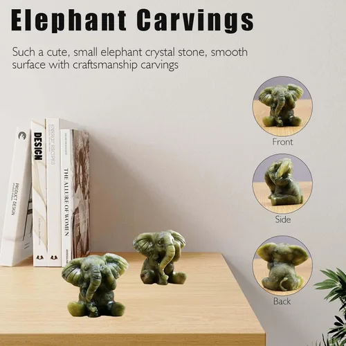 Miniatura 7 de Apengshi Figura de cristal natural, elefante de piedra cruda de jade, estatua decorativa de animal (elefante lindo)