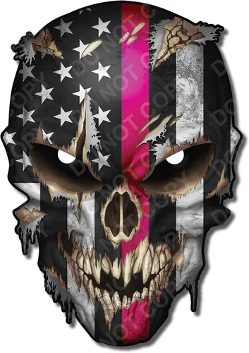 Miniatura 25 de Calcomanías de Haley Bandera Americana Calavera Adhesiva - Vinilo 3M, Ojos Reflectantes, para Autos y Camiones, Uso en Interiores, Calidad Premium