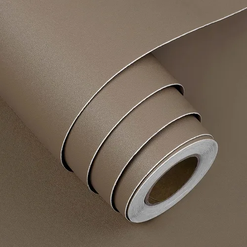 FunStick Papel tapiz grueso marrón tostado para despegar y pegar, papel adhesivo marrón mate para gabinetes, estantes, gabinetes de cocina, papel