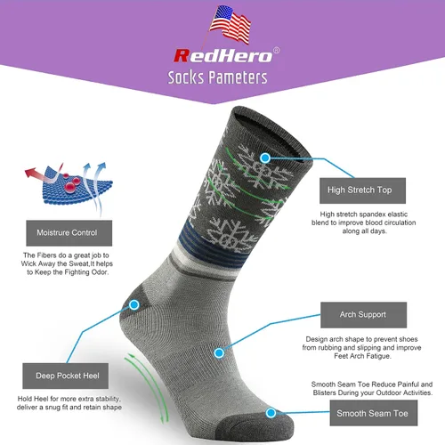 Miniatura 4 de Calcetines acolchados de lana merino para mujer con ligeros y suaves térmicos, para senderismo, senderismo, golf, senderismo, casual, para mujer