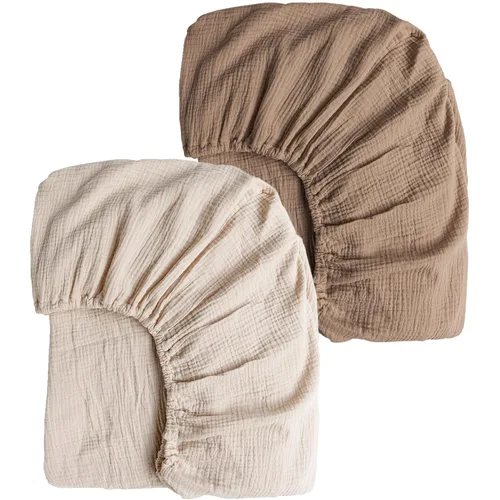 Miniatura 18 de Konssy Sábanas de Muselina para Cuna para Niña y Niño, 2 Piezas de Sábanas de Bebé de Algodón Suave y Transpirable para Colchón de Cuna Estándar