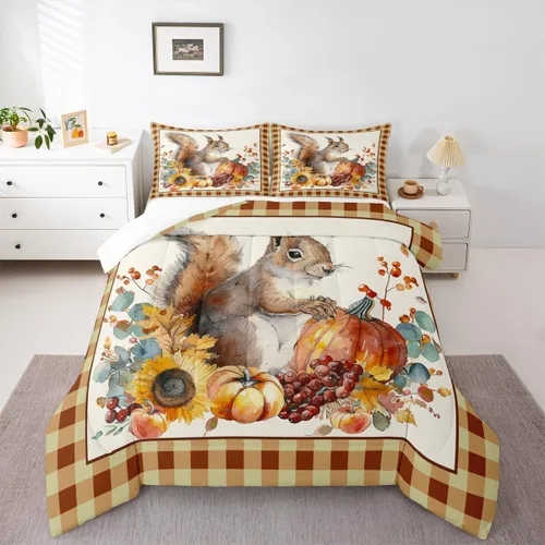 Miniatura 39 de Lindo juego de edredón de murciélago tamaño Queen con diseño de animales de Feliz Halloween, 3 piezas para decoración de habitación de niños