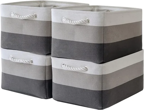 Miniatura 21 de Cesta de organización y almacenamiento para estantes - Paquete pequeño de 6 cestas de almacenamiento de tela plegables para organizar con asa