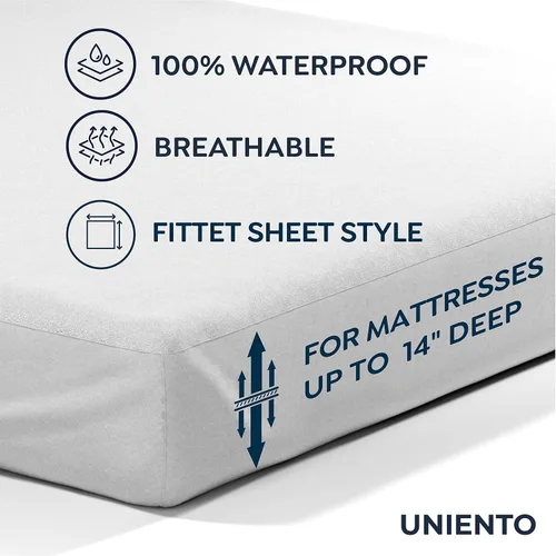 Miniatura 3 de Protector de colchón ajustable individual XL – dormitorio universitario, hogar nuevo, primer apartamento esencial – algodón, protector de colchón
