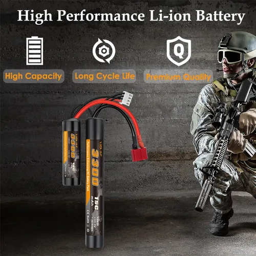 Miniatura 4 de Batería de airsoft de 3300mAh 11.1V en forma de nunchaku con conector en T estilo Dean y cable mini Tamiya 3S recargable en forma de mariposa