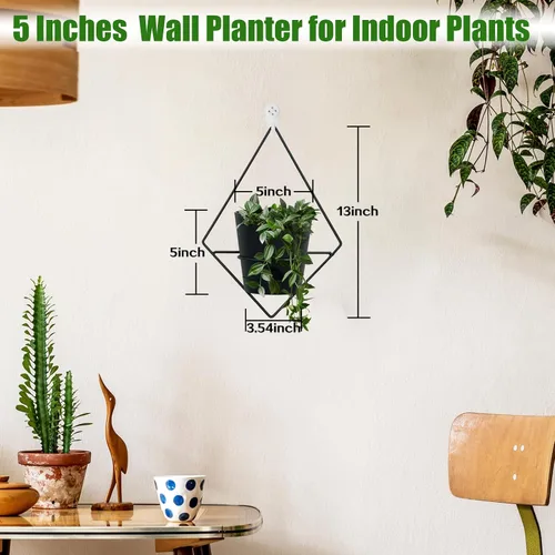 Miniatura 3 de Koalaime 3 juegos de macetas de pared para plantas de interior, macetas colgantes geométricas para plantas de interior, macetas de riego automático