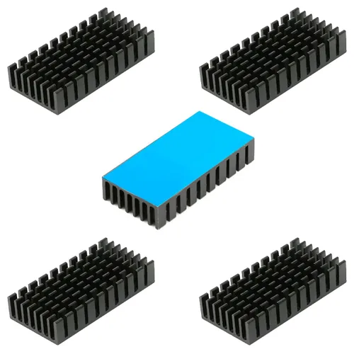 Miniatura 16 de Disipador de calor de aluminio negro con cinta adhesiva conductora térmica, enfriador de disipador de calor de 14 × 14 × 0.276 in para enfriar
