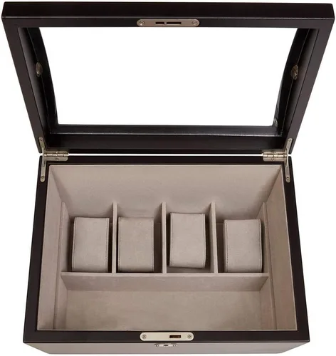 Miniatura 8 de Mele Co Royce - Caja de madera con tapa de cristal de bloqueo personalizada para relojes y accesorios