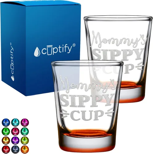 Miniatura 23 de Cuptify Regalos para baby shower, para la nueva mamá, EST 2023, 2 onzas, con fondo negro, juego de 2 vasos grabados para fiesta, regalo