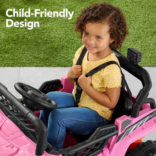 Miniatura 6 de Best Choice Products Carro Eléctrico Montable UTV de 12V para Niños con Remolque con Control Parental, Luces LED, 2 Velocidades, Bluetooth - Rosa
