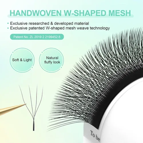 Miniatura 3 de NAGARAKU Extensiones de pestañas falsas en forma de W de 4D, suaves y naturales, con volumen, rizado D, 0.07mm, mezcla de 8-15mm, abanico 0.07-D 4D W