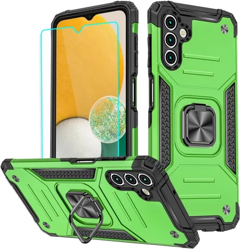 Miniatura 32 de HNHYGETE Funda para Samsung A13 5G, Galaxy A13 5G con protector de pantalla, soporte giratorio de grado militar de 360° (resistente), fundas Negro