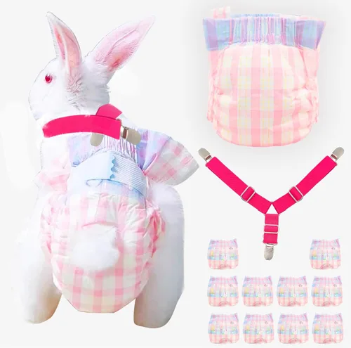 Miniatura 8 de Pañales desechables de conejo, almohadillas pequeñas para orina, con tirantes de conejo para pañales femeninos, pañales de ardilla, para conejo