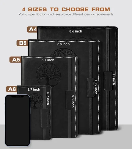 Miniatura 2 de Cuaderno rayado para mujeres y hombres, 256 páginas, tamaño A4, grande, de tapa dura, de cuero, para escribir, viajes, negocios, trabajo, escuela