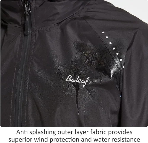 Miniatura 4 de BALEAF Chaquetas de lluvia para correr, impermeables, cortavientos, ligeras, reflectantes, plegables, con capucha
