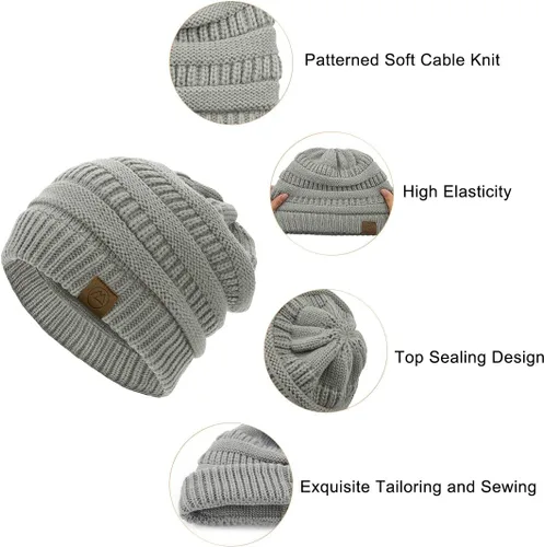 Miniatura 5 de Durio Gorro de invierno para mujer, gorro suave y cálido, gorro de punto casual, gorro de punto para mujer
