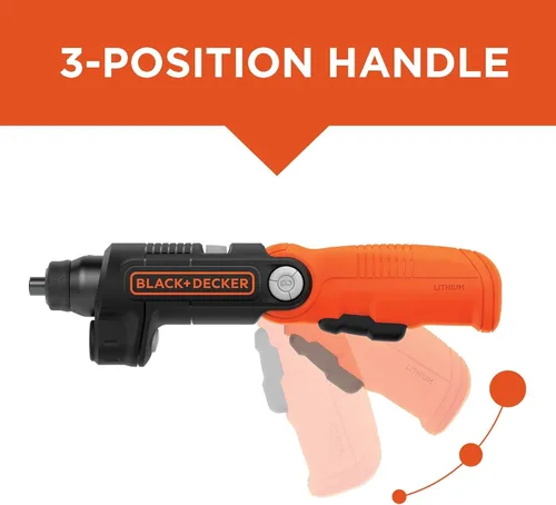 Miniatura 12 de BLACK+DECKER Destornillador inalámbrico con luz LED de 4V MAX, destornillador eléctrico con juego de 2 puntas (BDCSFL20C)